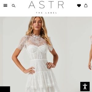 ASTR Leilani lace bustier mini dress white